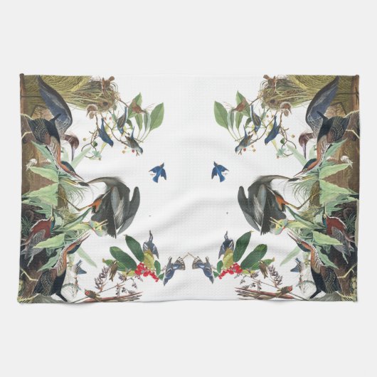 Audubonの鷲の水潜り鳥のブルーバードの鳥の台所タオル キッチンタオル (横)