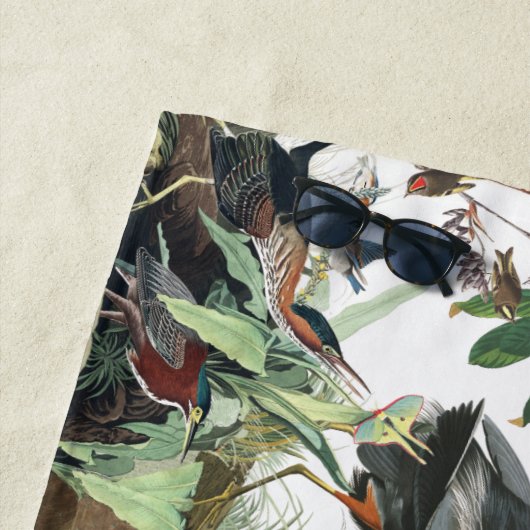 Audubonの鷲の鳥の野性生物の花のビーチタオル ビーチタオル (インサイチュ)