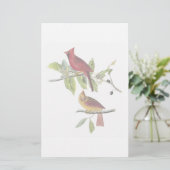 Audubonの（鳥）ショウジョウコウカンチョウの文房具 便箋 (スタンド正面)