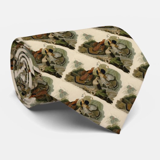 AudubonのRuffedライチョウのトリオの絵画 ネクタイ (ロール)
