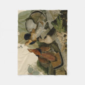 AudubonのRuffedライチョウのトリオの絵画 フリースブランケット (正面)