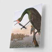 Audubon: 倍によって頂点に達される鵜 スクエア壁時計 (傾斜)