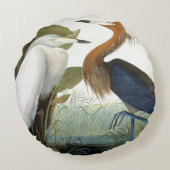 Audubon: 赤味がかった白鷺か紫色の鷲 ラウンドクッション (裏面)