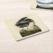 Audubon Great Blue Heron Marsh Bird スクエアペーパーコースター (アングル)