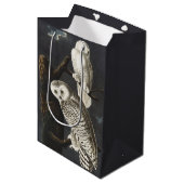 Audubon Snowy Owl Bird Artwork ミディアムペーパーバッグ (正面アングル)