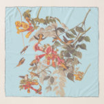 Audubon's Ruby Throated Hummingbirds and Flowers スカーフ<br><div class="desc">Audubon Ruby Throated Hummingbirds feasting on nectar from red,  orange,  and yellow trumpet flowers. Vintage art reproduction of a John James Audubon original art. Plate forty-seven of Audubon Birds of America series.</div>