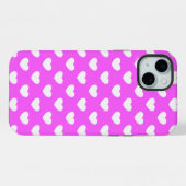 Auffälliges Pink, weisse Herzen, Polka Dot Muster iPhoneケース (裏面横)