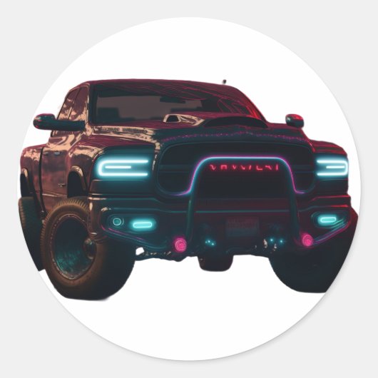 Aufkleber Dodge TRX Neon Truck ラウンドシール (正面)