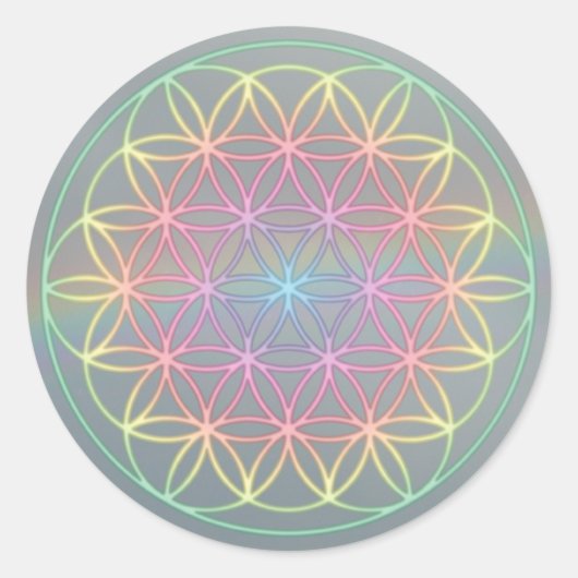 Aufkleber Sticker ~Healing~Energy "Flower Of Life" ラウンドシール (正面)