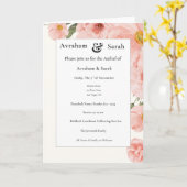 Aufruf Pink Watercolor Wedding Jewish Invitation カード (黄色い花)