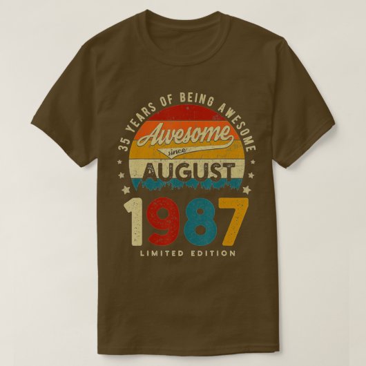 August 1987 Birthday 35 Years Of Being Awesome Vin Tシャツ (デザイン正面)