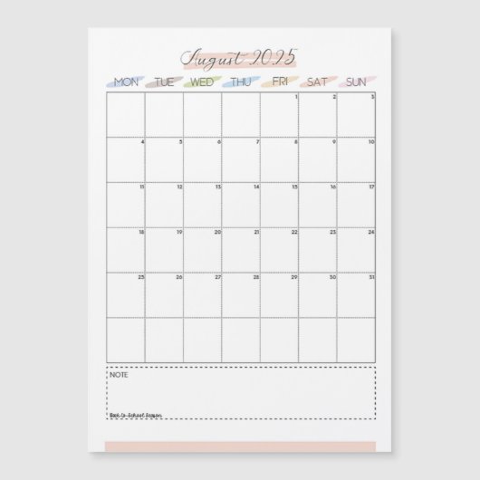 August 2025 Magnetic Calendar (正面)