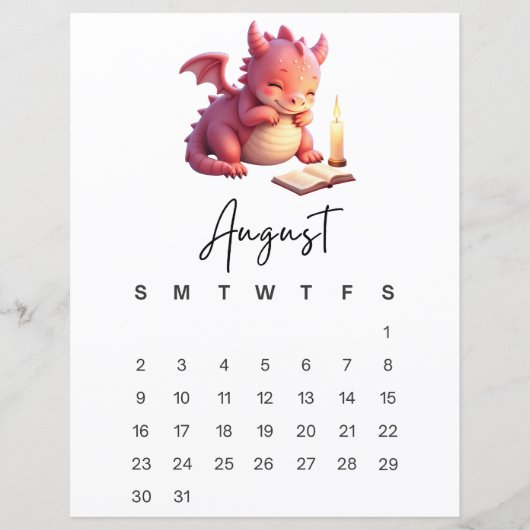 August Baby Dragon Storybook Fantasy Calendar  (正面)