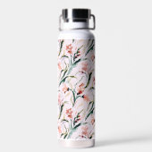 August Birth Flower Gladiolus Watercolor Pattern ウォーターボトル (背面)