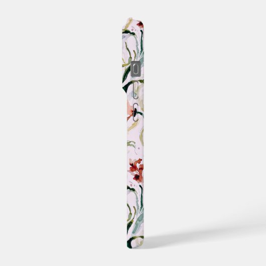 August Birth Flower Gladiolus Watercolor Pattern iPhoneケース (左側面)