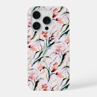 August Birth Flower Gladiolus Watercolor Pattern iPhone 15 Proケース