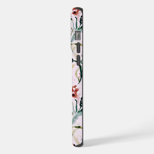 August Birth Flower Gladiolus Watercolor Pattern iPhoneケース (左側面)