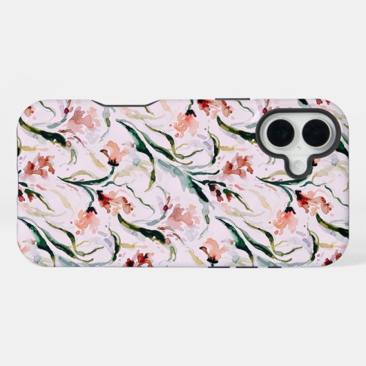 August Birth Flower Gladiolus Watercolor Pattern iPhoneケース (裏面横)