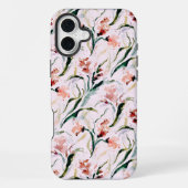 August Birth Flower Gladiolus Watercolor Pattern iPhoneケース (裏面)