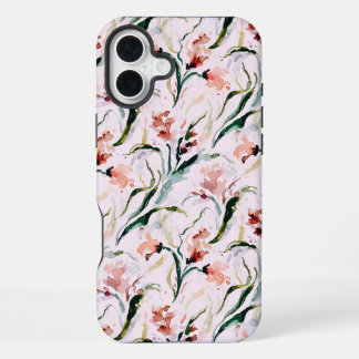 August Birth Flower Gladiolus Watercolor Pattern iPhone 16 Plusケース