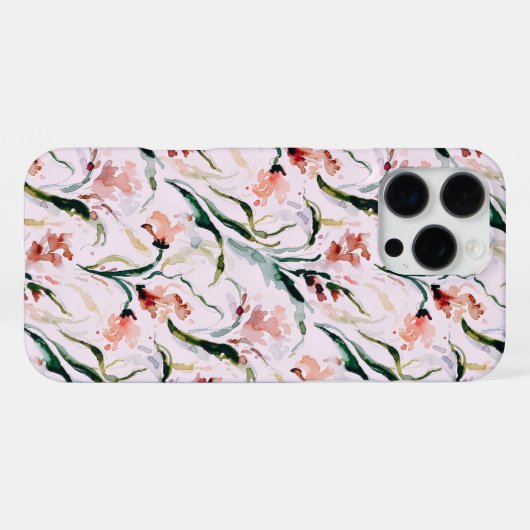 August Birth Flower Gladiolus Watercolor Pattern iPhoneケース (裏面横)