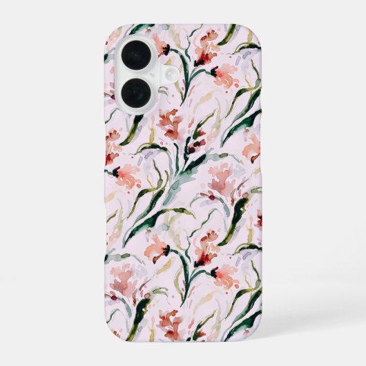 August Birth Flower Gladiolus Watercolor Pattern iPhone 16ケース (裏面)