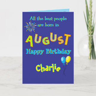 August Birthday Folded Greeting Card カード