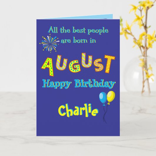 August Birthday Folded Greeting Card カード (黄色い花)