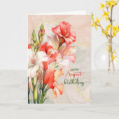 August Birthday Gladiolus Peach Birth Month カード (黄色い花)