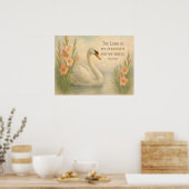August Elegant Swans Christian Inspirational  ポスター (キッチン)
