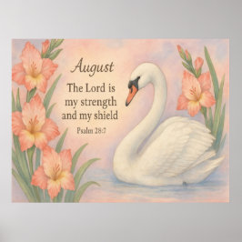August Flamingo Bible Verse Christian Birth ポスター