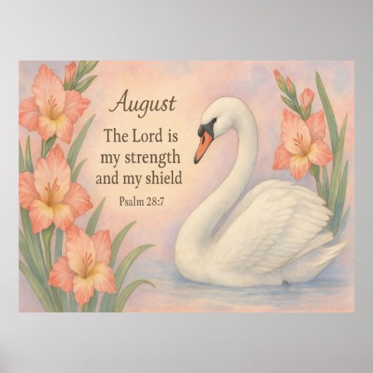 August Flamingo Bible Verse Christian Birth ポスター (正面)