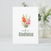 August Gladiolus  Birth Flower Flat Thank You Card サンキューカード (スタンド正面)