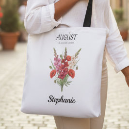 August Gladiolus Poppy Birth Month Floral Tote トートバッグ