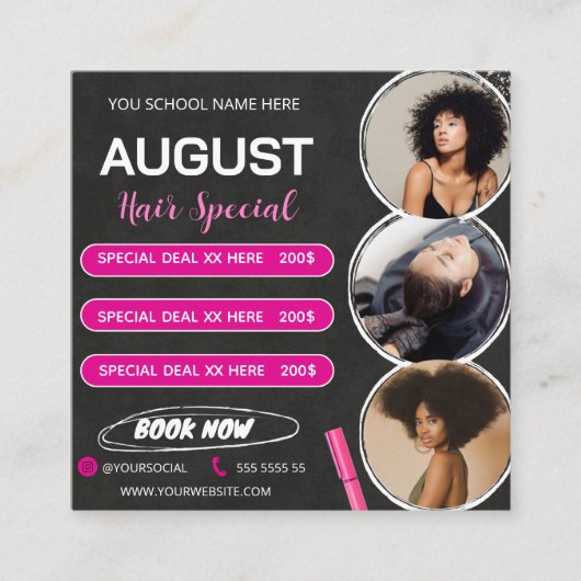 August Hair Special Flyer Hair Salon Wig Sale  エンクロージャーカード (正面)