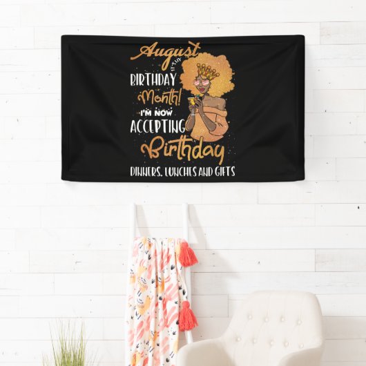 August It’s My Birthday Black August Leo Virgo 横断幕 (インサイチュ)