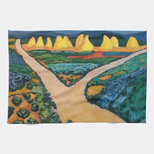 August Mackeによる「野菜畑」、ヴィンテージ ファインアート キッチンタオル (横)