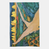 August Mackeによる「野菜畑」、ヴィンテージ ファインアート キッチンタオル (縦)