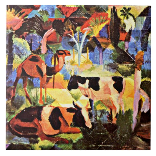 August Macke - Landscape with Cows and a Camel タイル (正面)
