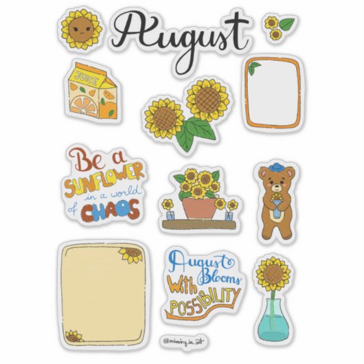 August sticker sheet - Late summer Glow シール (正面)