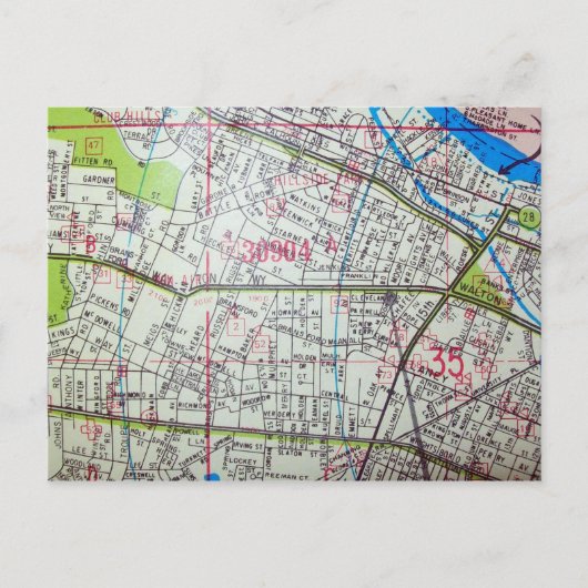 AUGUSTA, GAヴィンテージマップはがき ポストカード (正面)