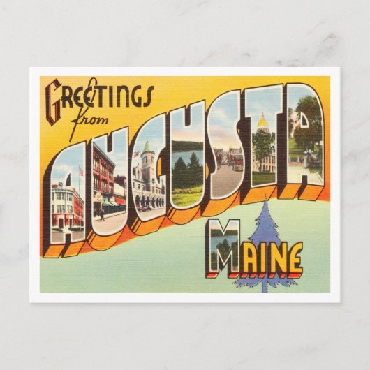Augusta, Maine Vintage Travelからの挨拶 ポストカード (正面)