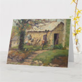 Augusta Missouri Homeの後ろに置かれた風光明媚な古いツール カード (黄色い花)