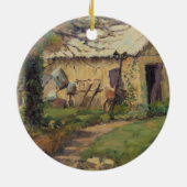 Augusta Missouri Homeの後ろに置かれた風光明媚な古いツール セラミックオーナメント (裏面)