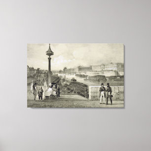 Auguste Bry (版木、銅版、版画)著刻まれるLe Louvre キャンバスプリント