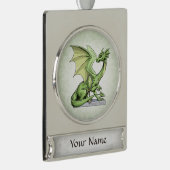 August's Birthstone Dragon：ペリドット シルバープレートバナーオーナメント (右)