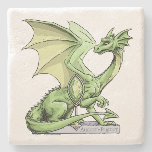 August's Birthstone Dragon：ペリドット ストーンコースター (正面)