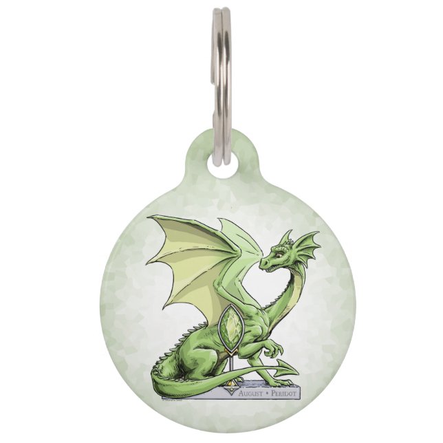 August's Birthstone Dragon：ペリドット ペット　ネームタグ (正面)