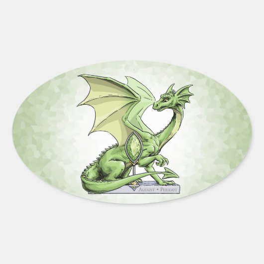 August's Birthstone Dragon：ペリドット 楕円形シール (正面)