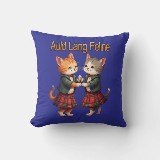 Auld Lang Feline Orange Cats Dancing Ceilidh  クッション (正面)